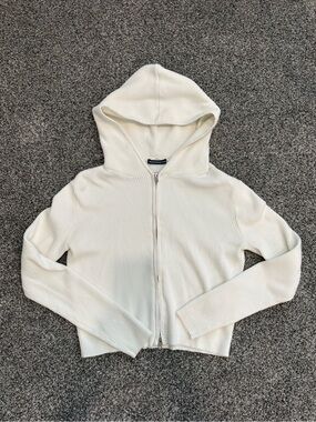 Brandy Melville Ivory/Cream Zip-Up Hoodie